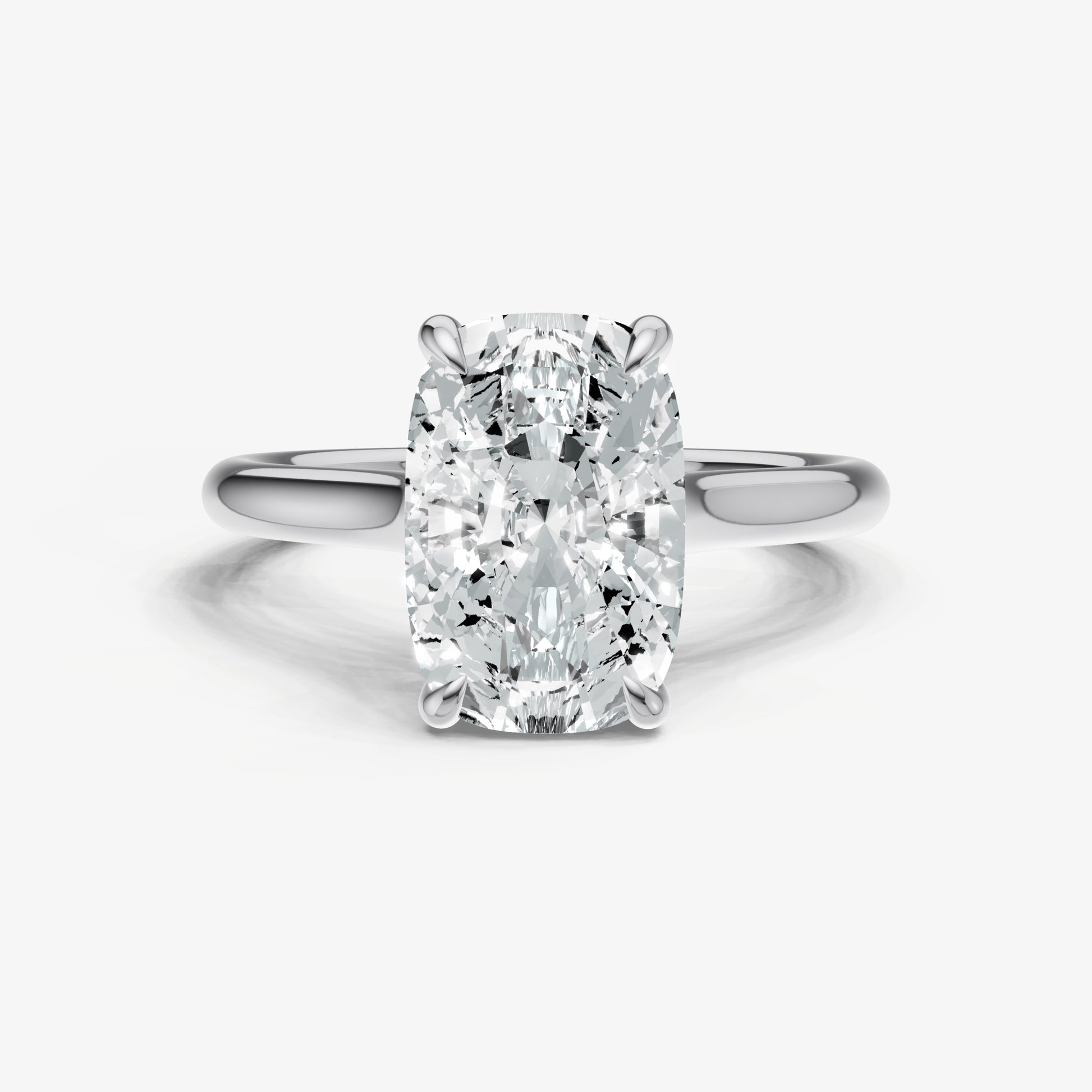 Elongated Cushion Cathedral Set Solitaire Engagement Ring