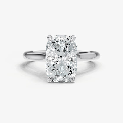 Elongated Cushion Cathedral Set Solitaire Engagement Ring
