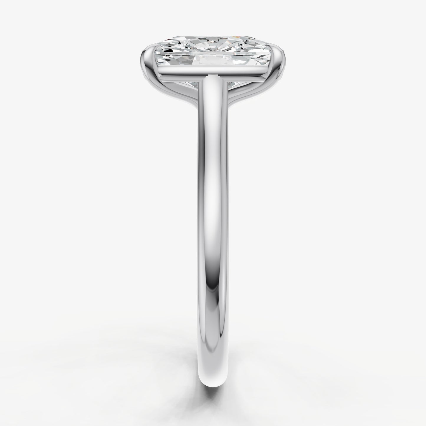 Elongated Cushion Cathedral Set Solitaire Engagement Ring
