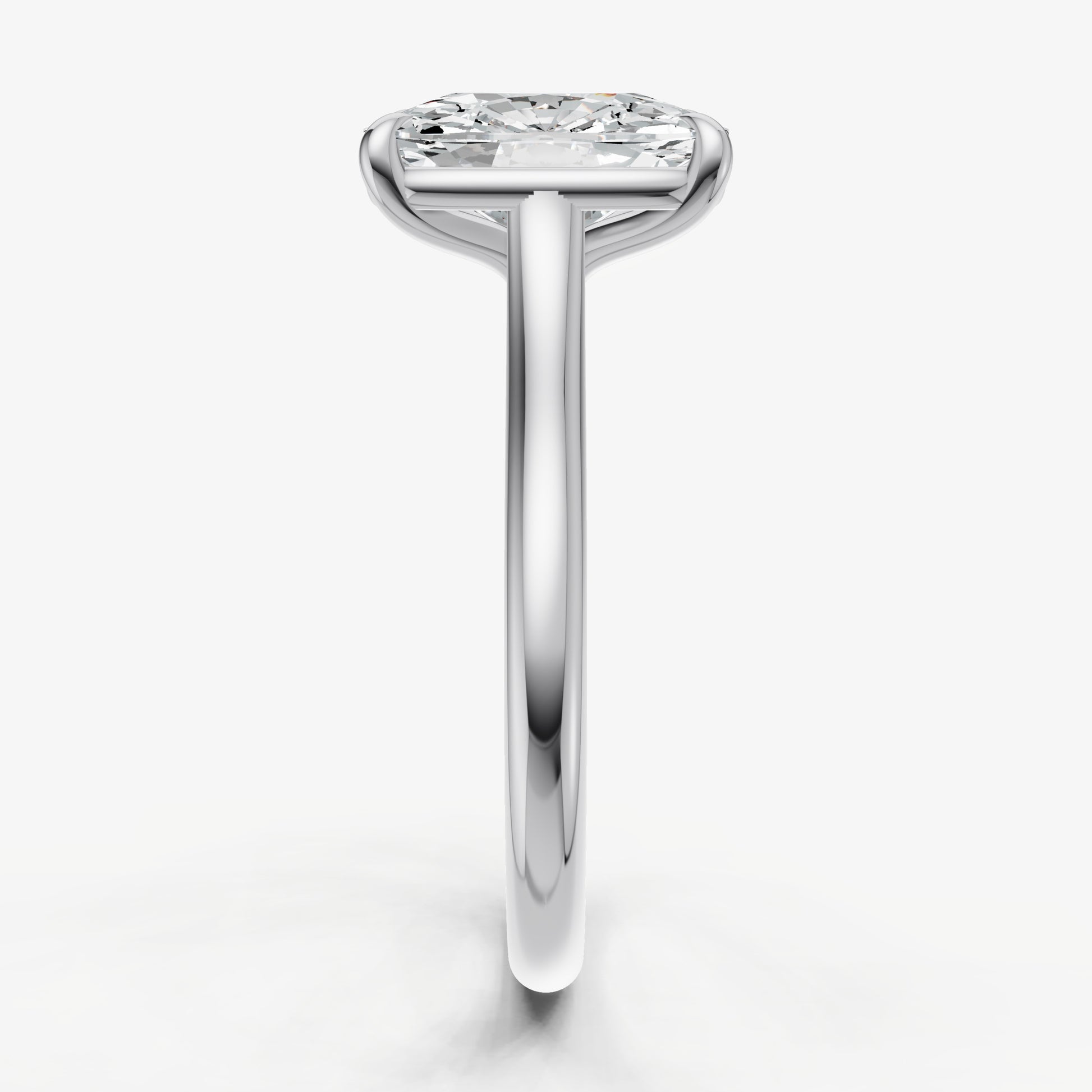 Elongated Cushion Cathedral Set Solitaire Engagement Ring