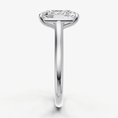 Elongated Cushion Cathedral Set Solitaire Engagement Ring