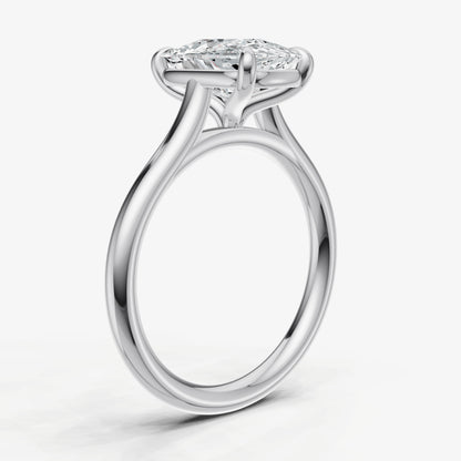 Elongated Cushion Cathedral Set Solitaire Engagement Ring