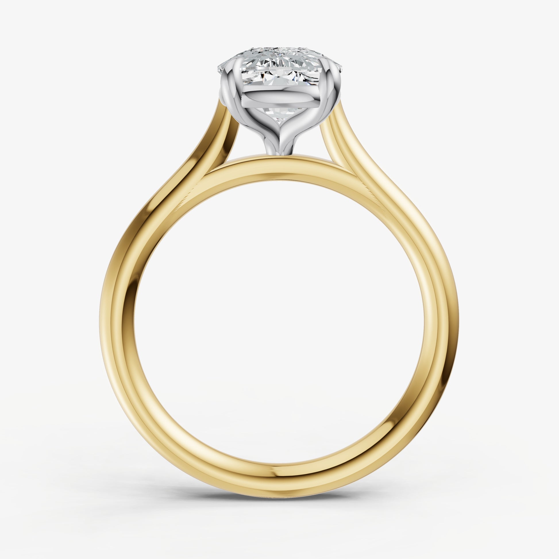 Elongated Cushion Cathedral Set Solitaire Engagement Ring