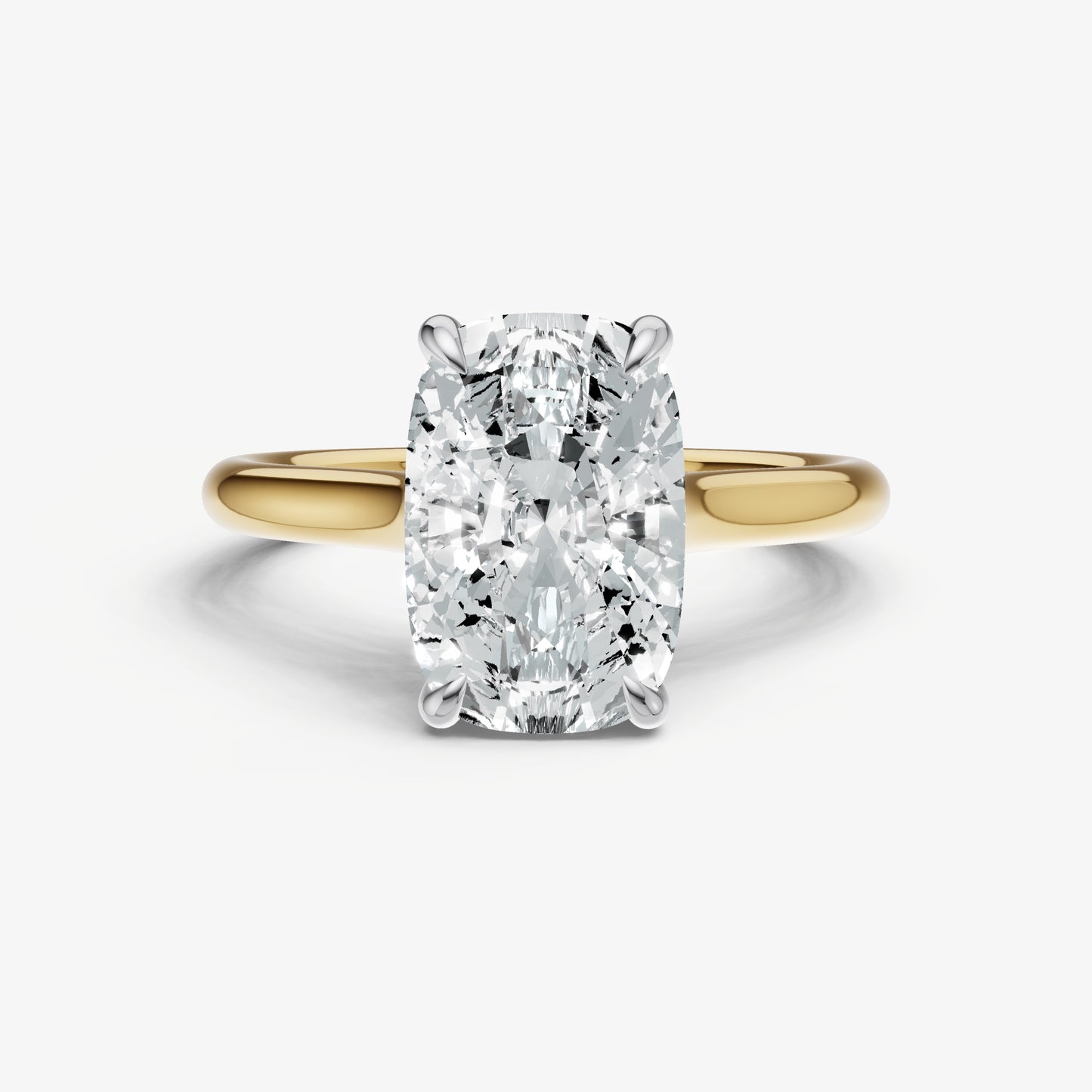 Elongated Cushion Cathedral Set Solitaire Engagement Ring