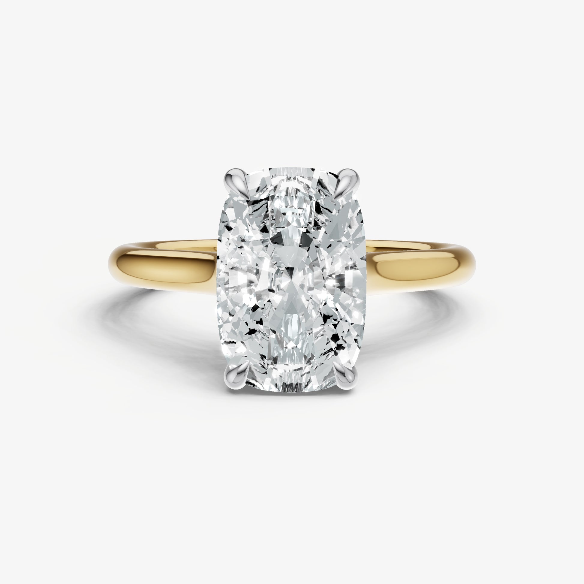 Elongated Cushion Cathedral Set Solitaire Engagement Ring