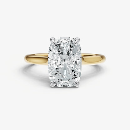 Elongated Cushion Cathedral Set Solitaire Engagement Ring