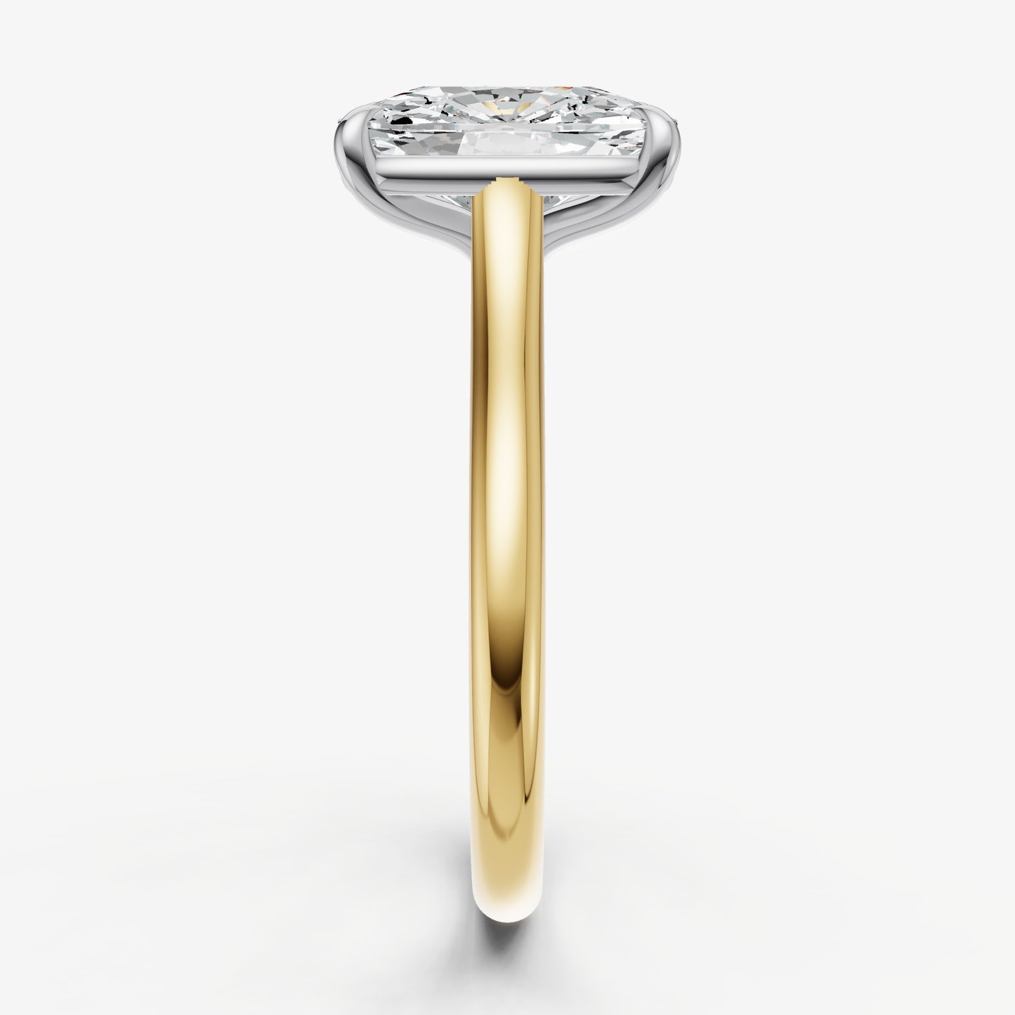 Elongated Cushion Cathedral Set Solitaire Engagement Ring