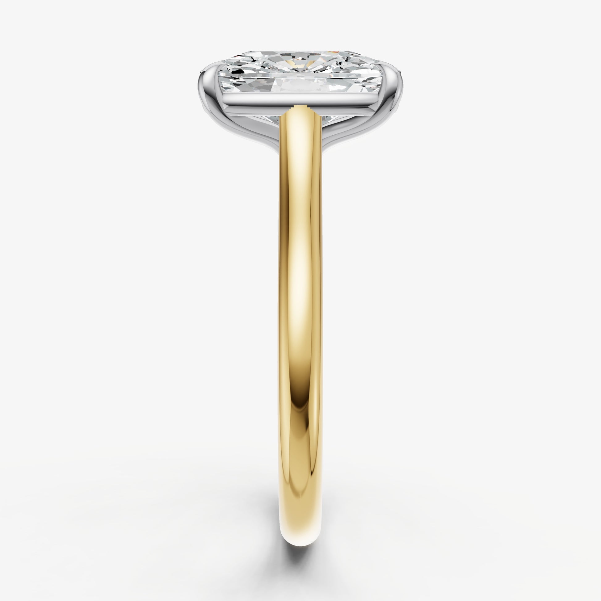 Elongated Cushion Cathedral Set Solitaire Engagement Ring