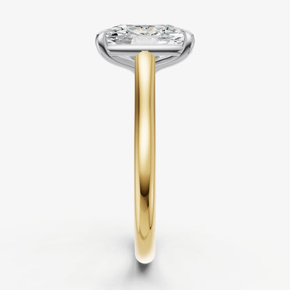 Elongated Cushion Cathedral Set Solitaire Engagement Ring