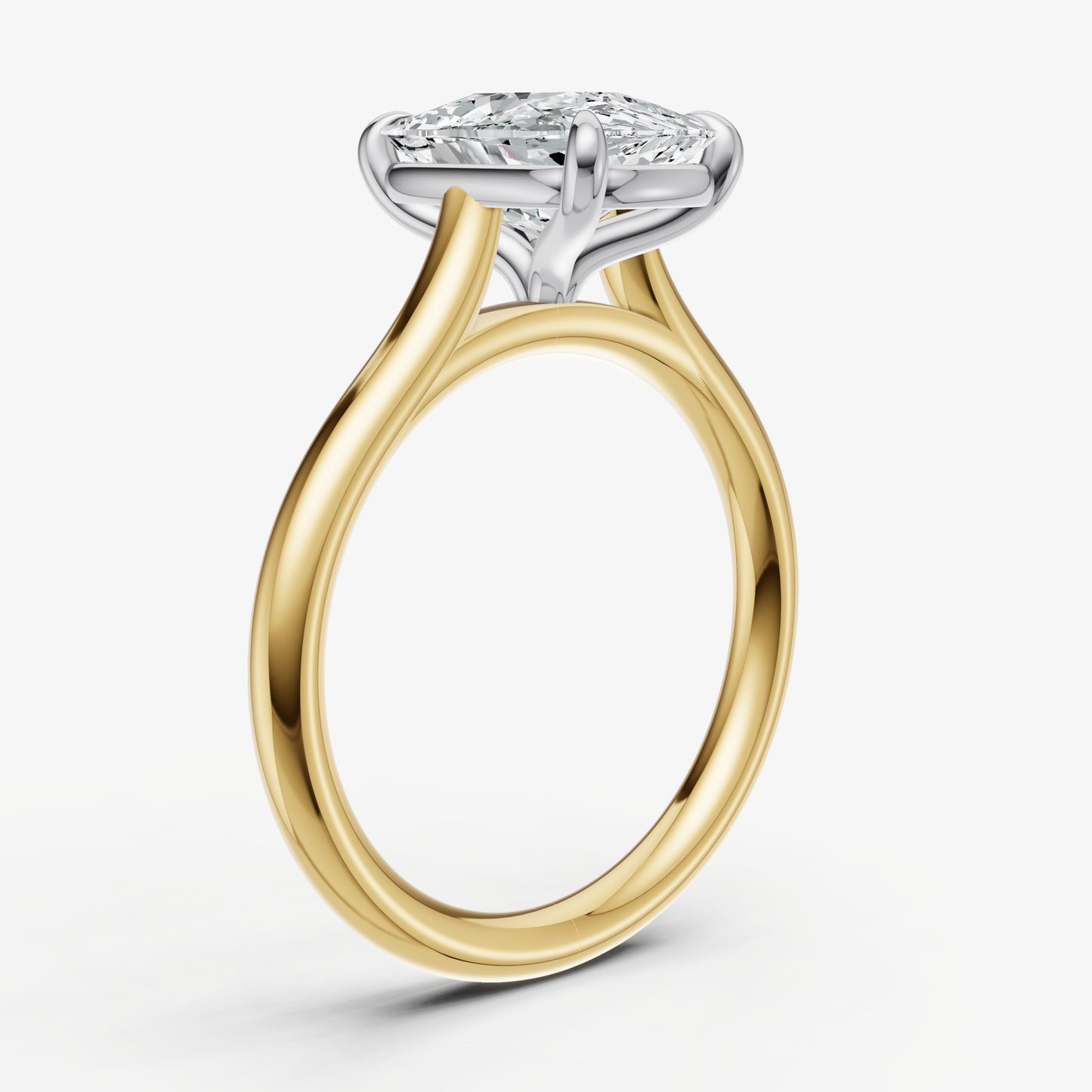 Elongated Cushion Cathedral Set Solitaire Engagement Ring