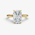 Elongated Cushion Cathedral Set Solitaire Engagement Ring