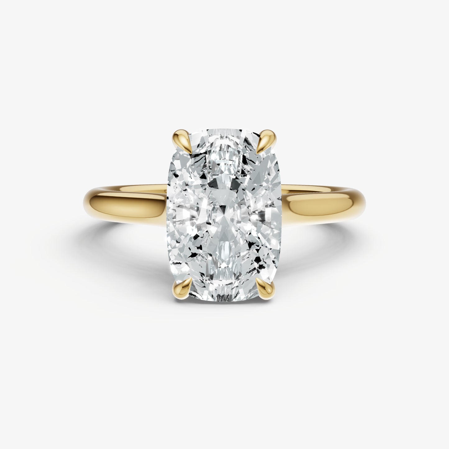 Elongated Cushion Cathedral Set Solitaire Engagement Ring
