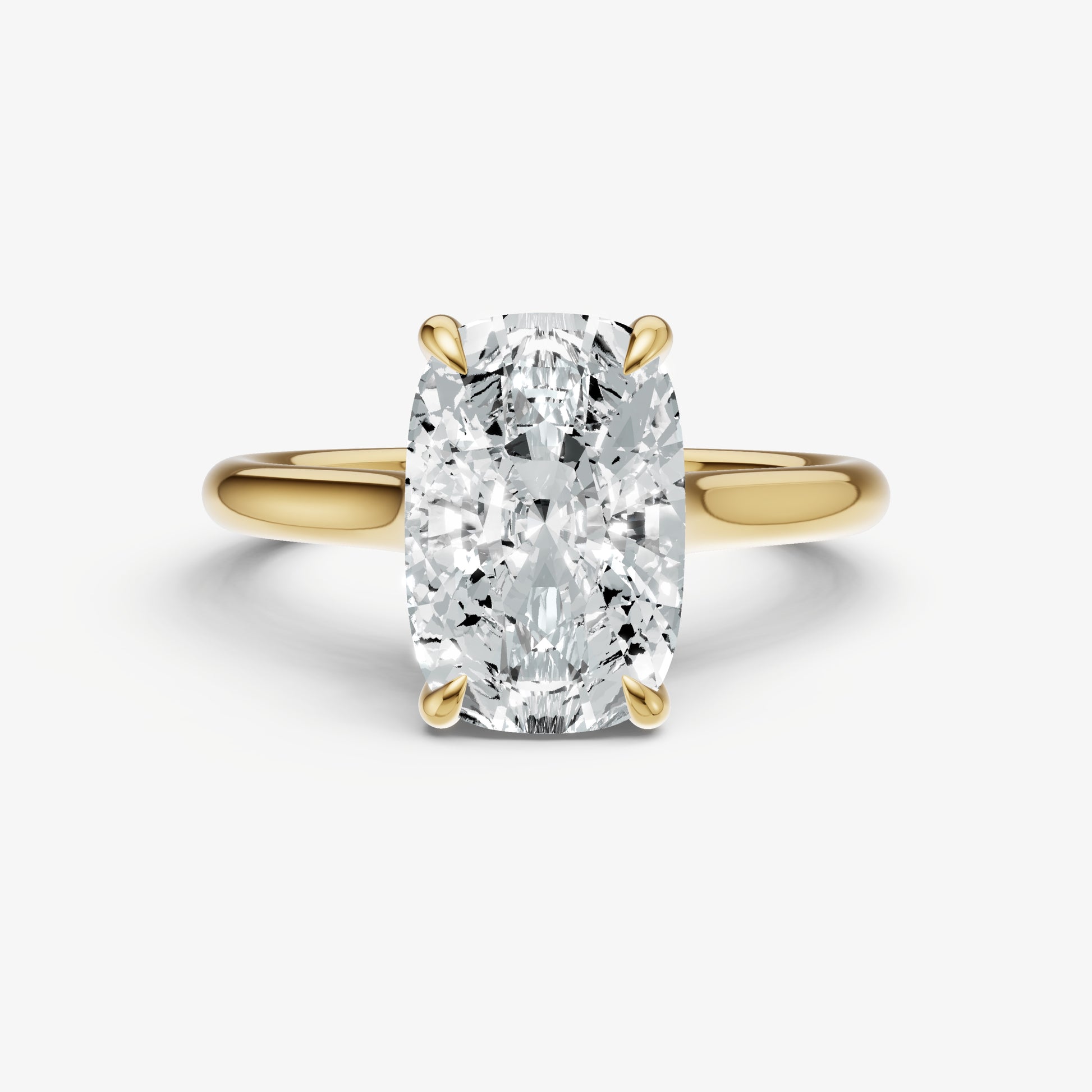 Elongated Cushion Cathedral Set Solitaire Engagement Ring