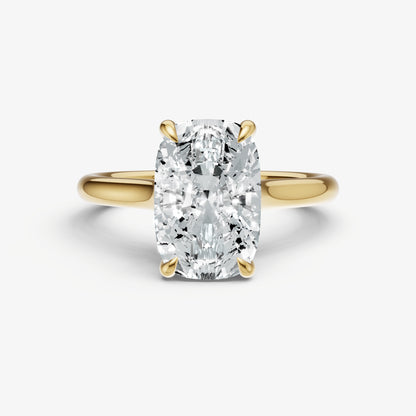 Elongated Cushion Cathedral Set Solitaire Engagement Ring