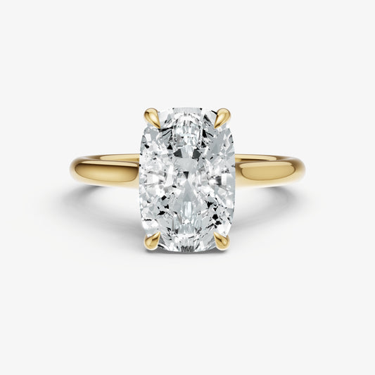 Elongated Cushion Cathedral Set Solitaire Engagement Ring