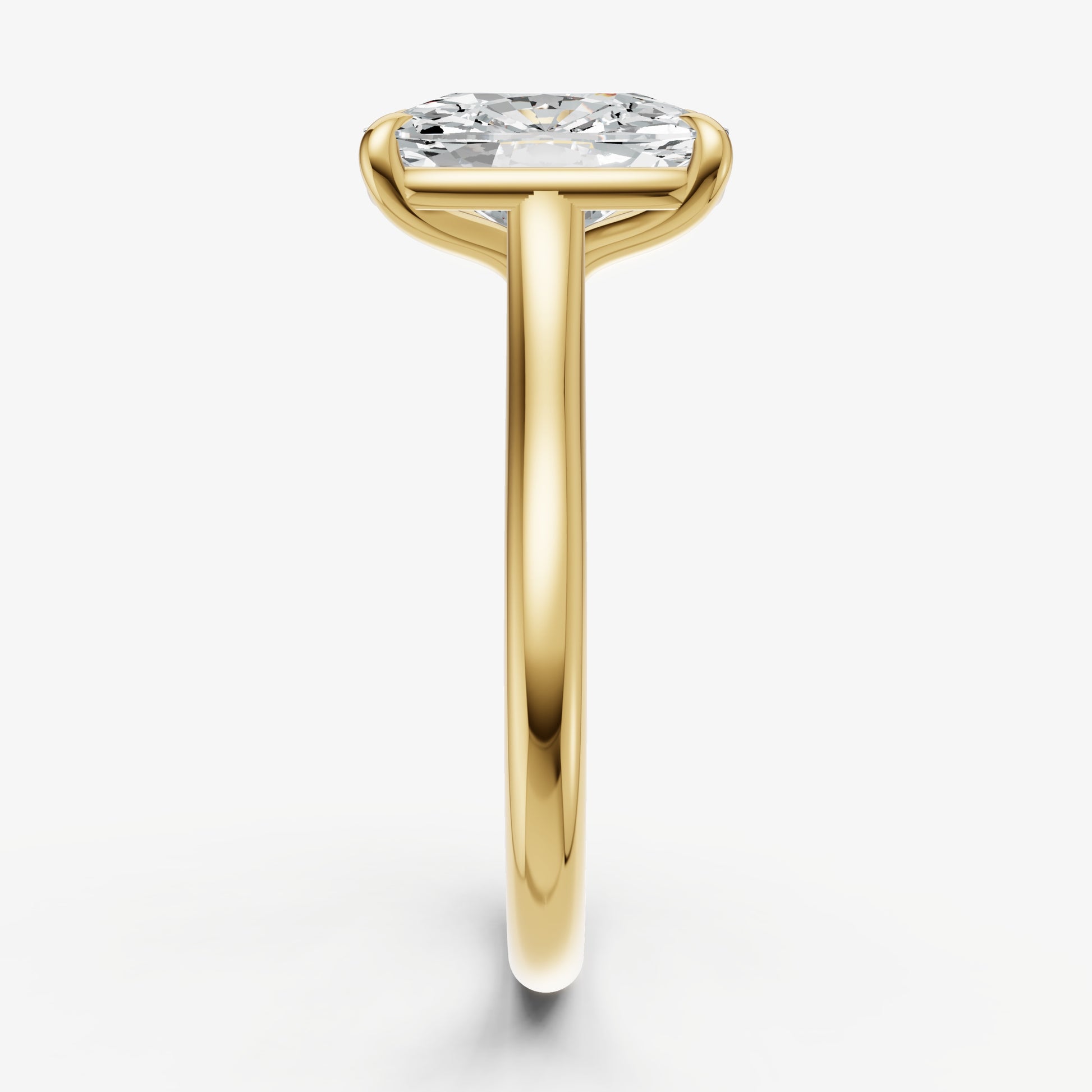 Elongated Cushion Cathedral Set Solitaire Engagement Ring