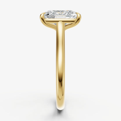 Elongated Cushion Cathedral Set Solitaire Engagement Ring