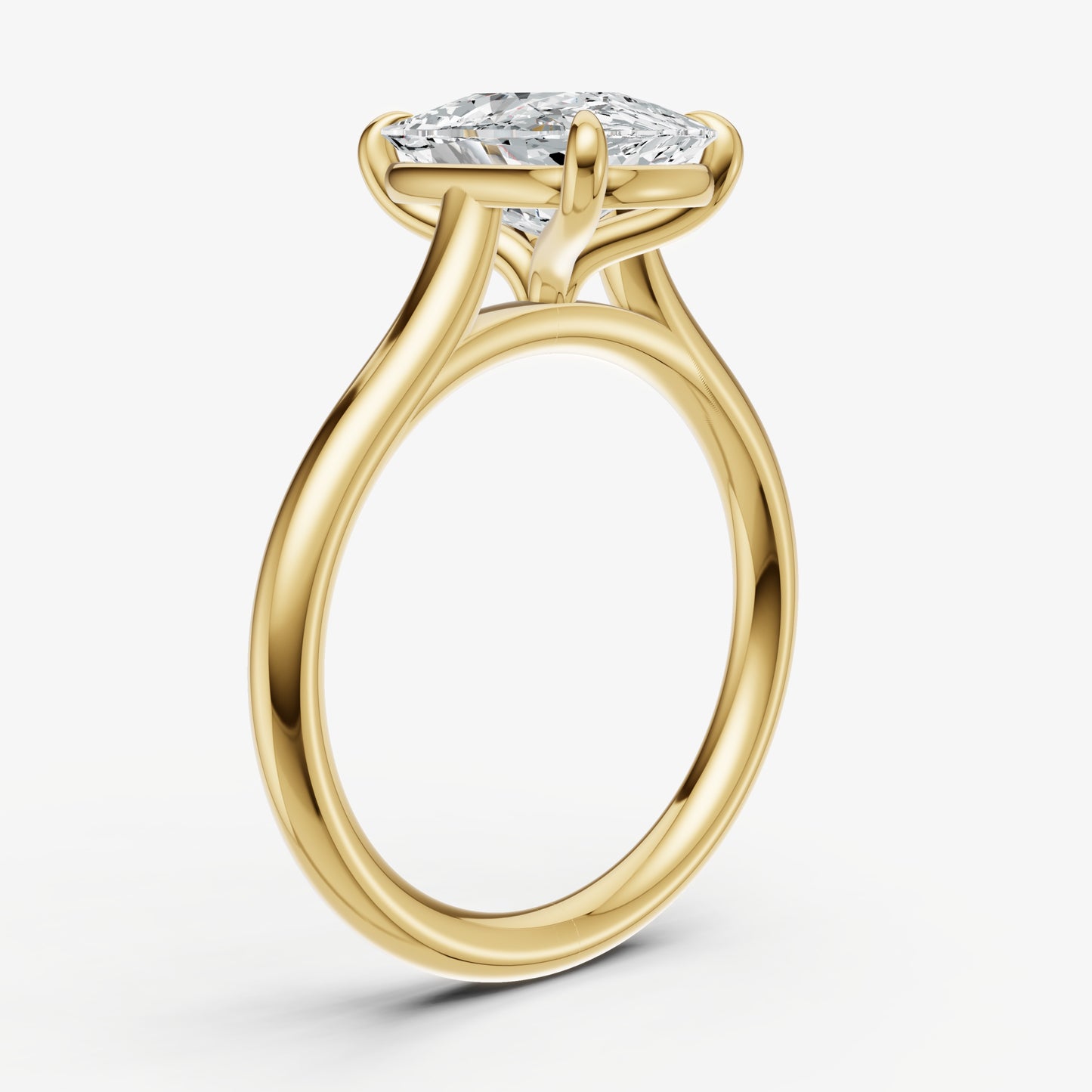 Elongated Cushion Cathedral Set Solitaire Engagement Ring