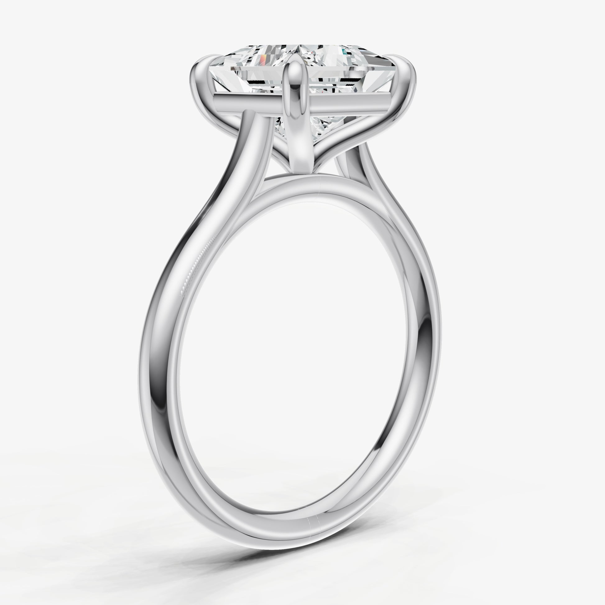 Princess Cathedral Set Solitaire Engagement Ring