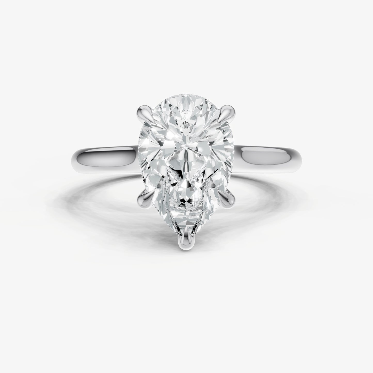 Pear Cathedral Set Solitaire Engagement Ring