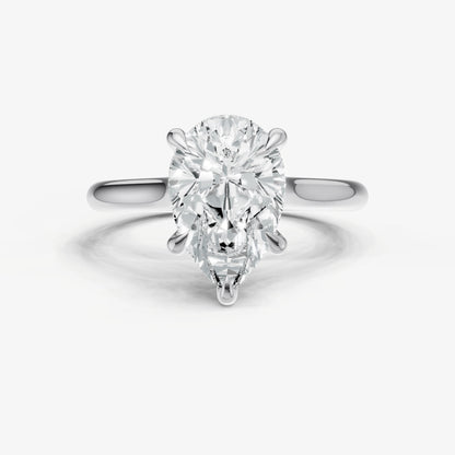 Pear Cathedral Set Solitaire Engagement Ring