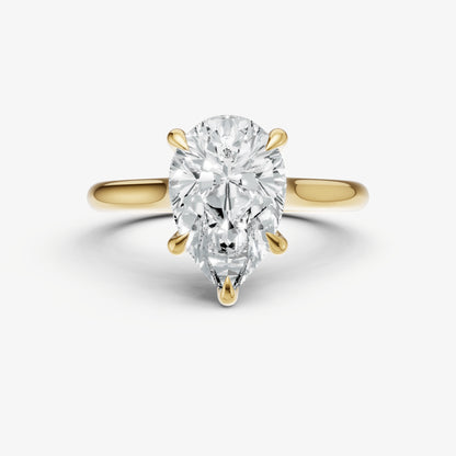 Pear Cathedral Set Solitaire Engagement Ring