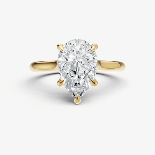 Pear Cathedral Set Solitaire Engagement Ring