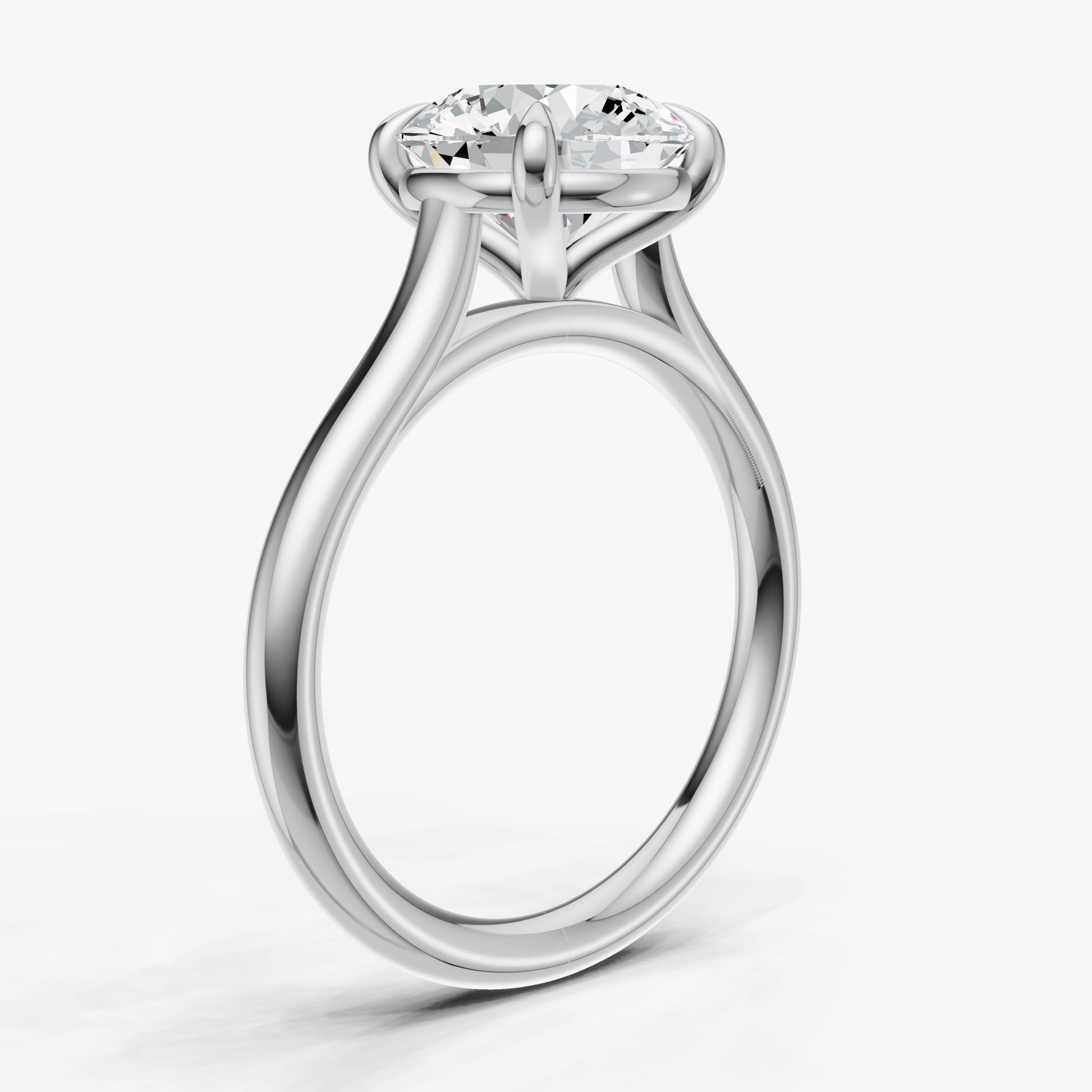 Round Cathedral Set Solitaire Engagement Ring