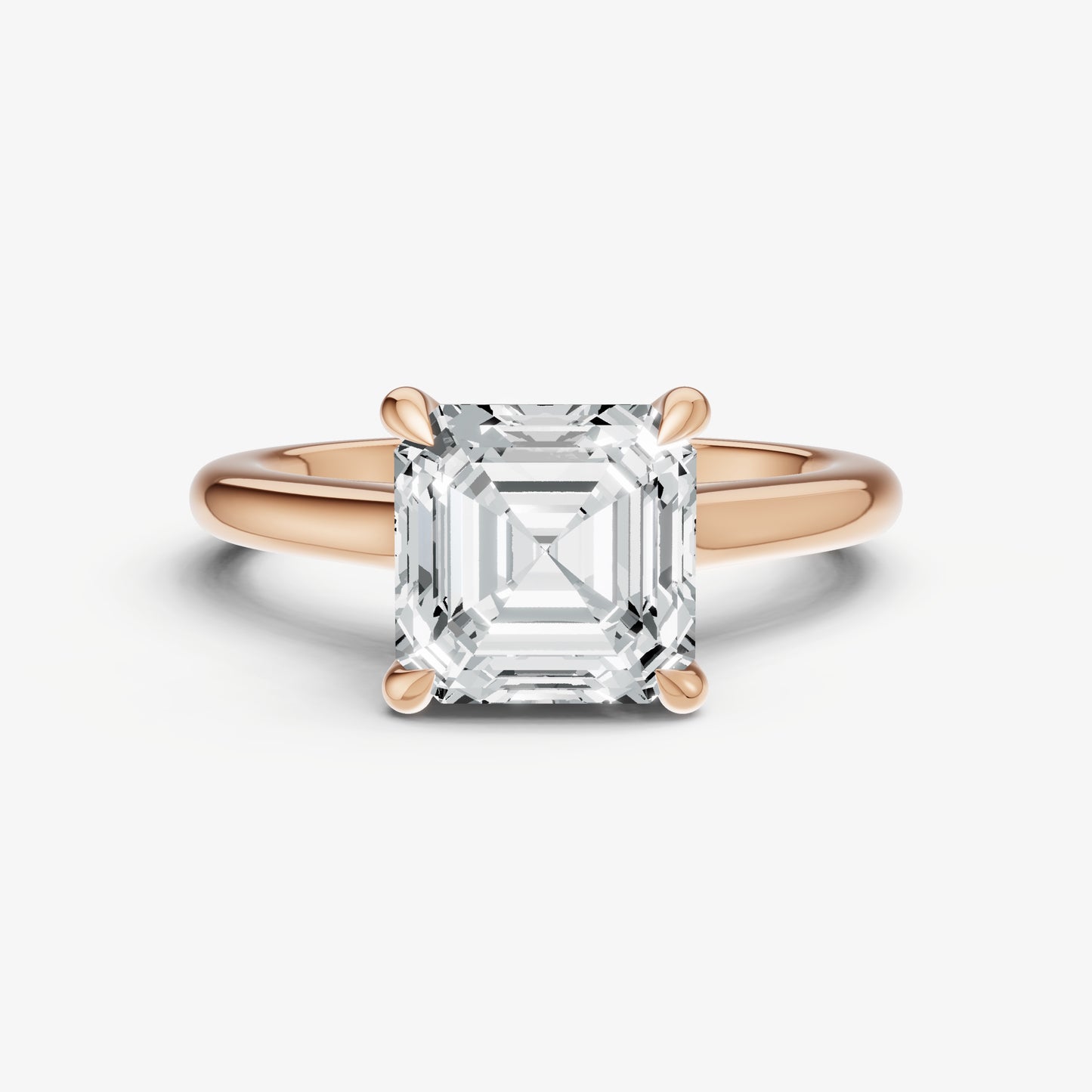 Asscher Cathedral Set Solitaire Engagement Ring with Hidden Halo