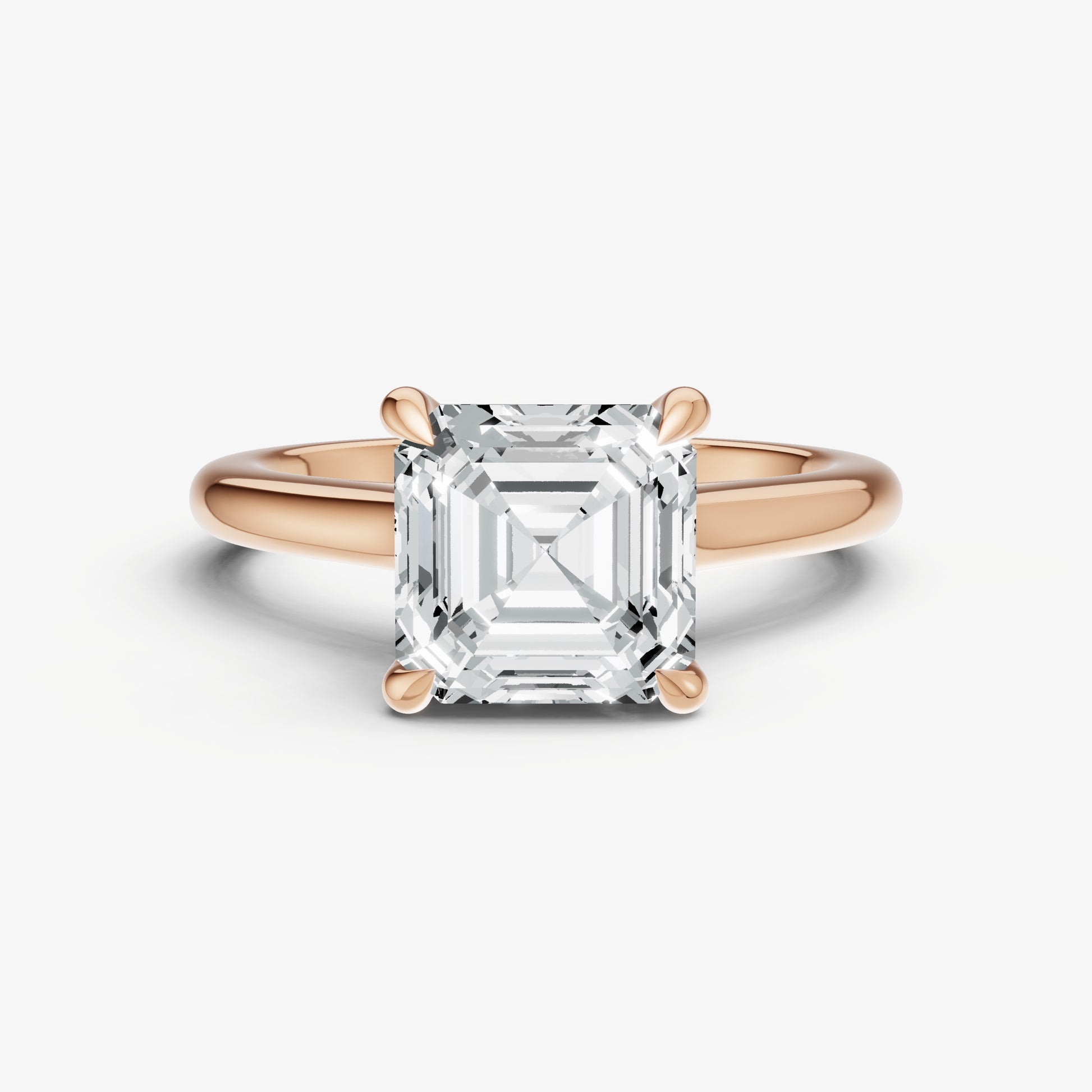 Asscher Cathedral Set Solitaire Engagement Ring with Hidden Halo