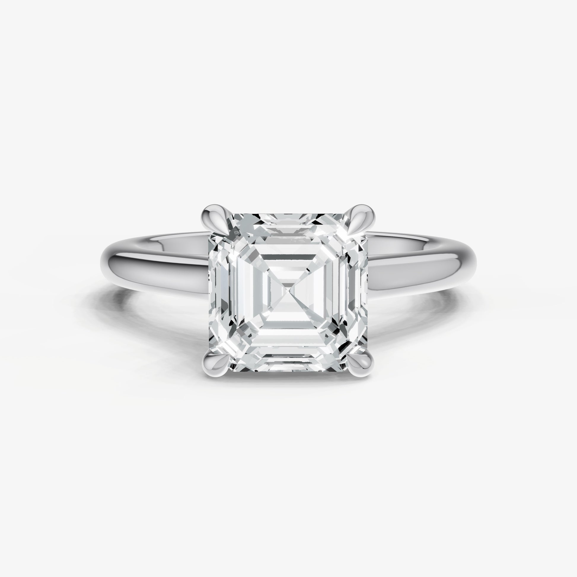Asscher Cathedral Set Solitaire Engagement Ring with Hidden Halo