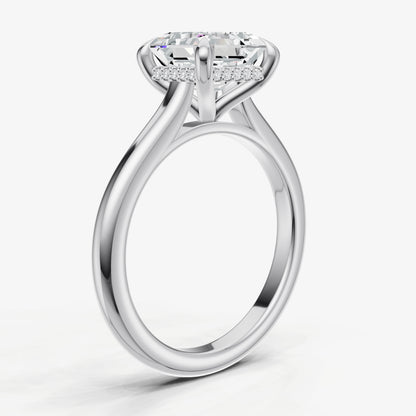 Asscher Cathedral Set Solitaire Engagement Ring with Hidden Halo