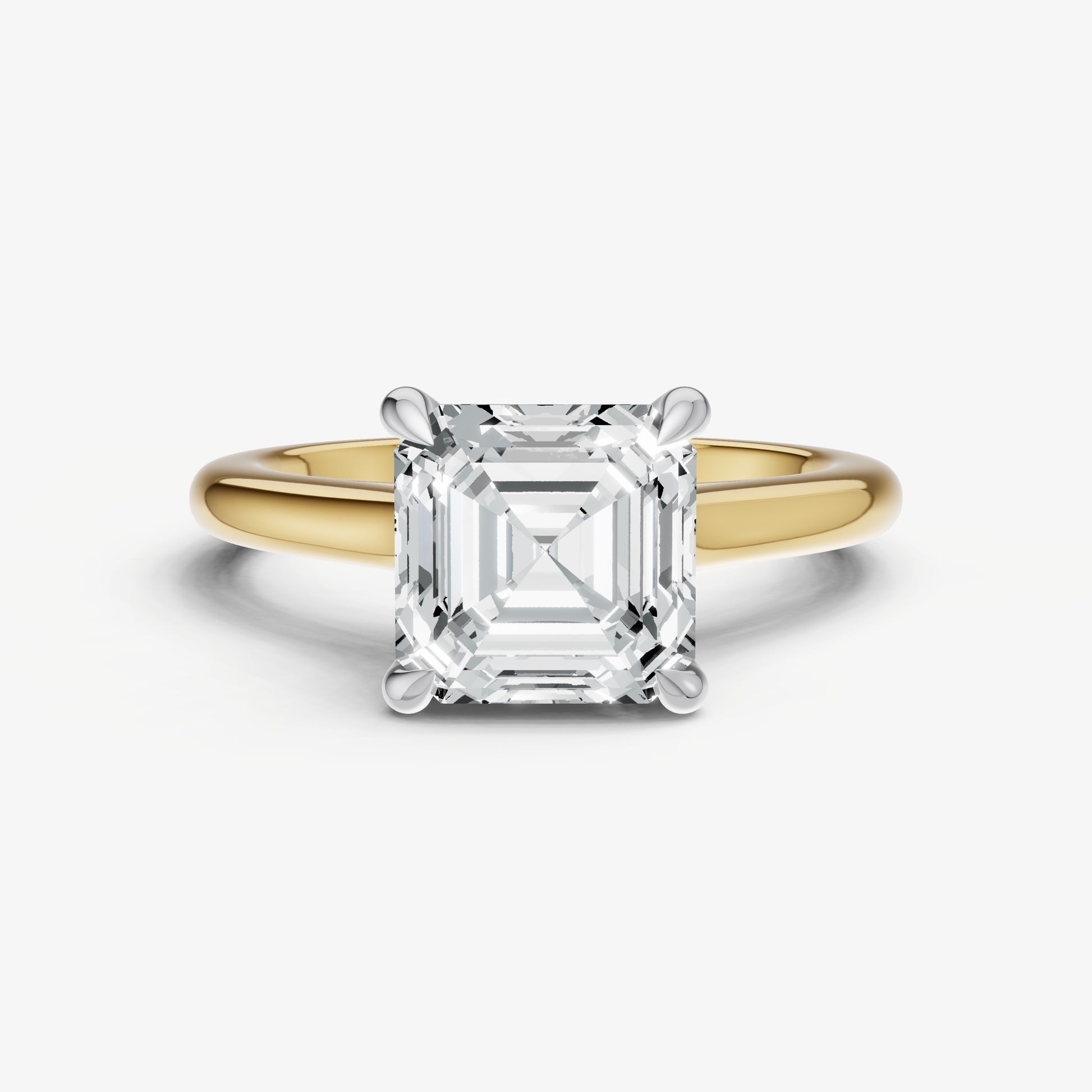 Asscher Cathedral Set Solitaire Engagement Ring with Hidden Halo