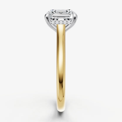 Asscher Cathedral Set Solitaire Engagement Ring with Hidden Halo