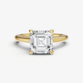 Asscher Cathedral Set Solitaire Engagement Ring with Hidden Halo