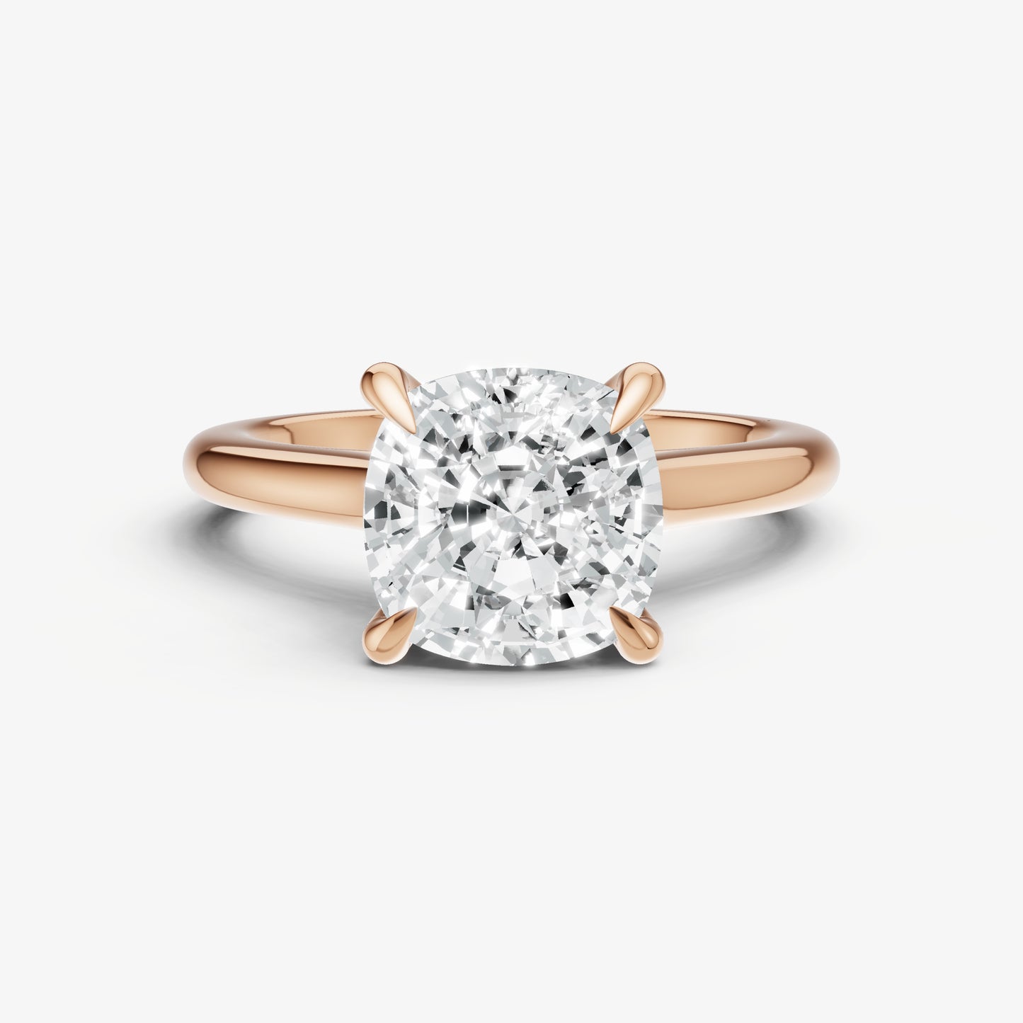 Cushion Cathedral Set Solitaire Engagement Ring with Hidden Halo