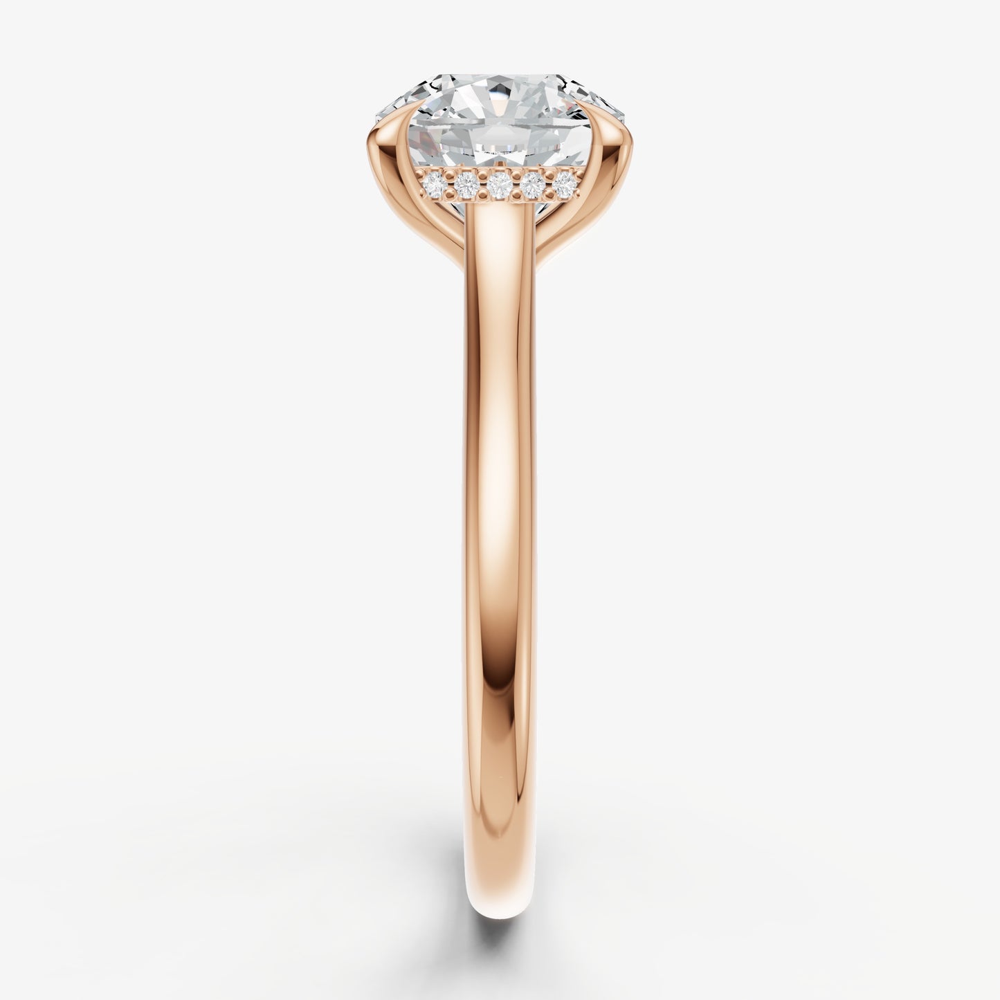 Cushion Cathedral Set Solitaire Engagement Ring with Hidden Halo