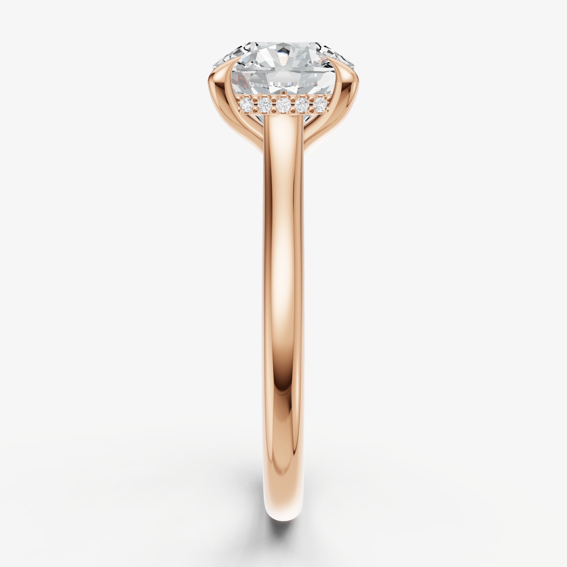 Cushion Cathedral Set Solitaire Engagement Ring with Hidden Halo