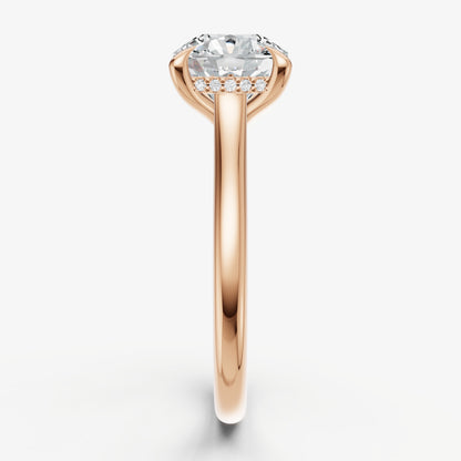 Cushion Cathedral Set Solitaire Engagement Ring with Hidden Halo