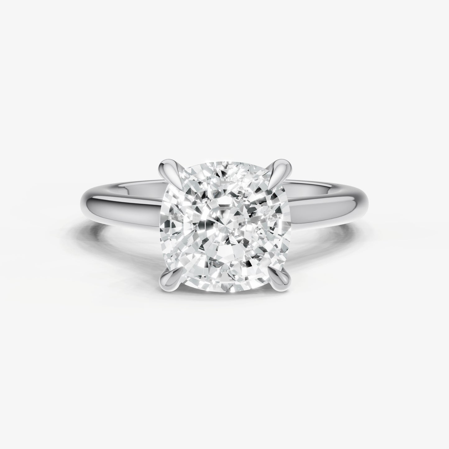 Cushion Cathedral Set Solitaire Engagement Ring with Hidden Halo