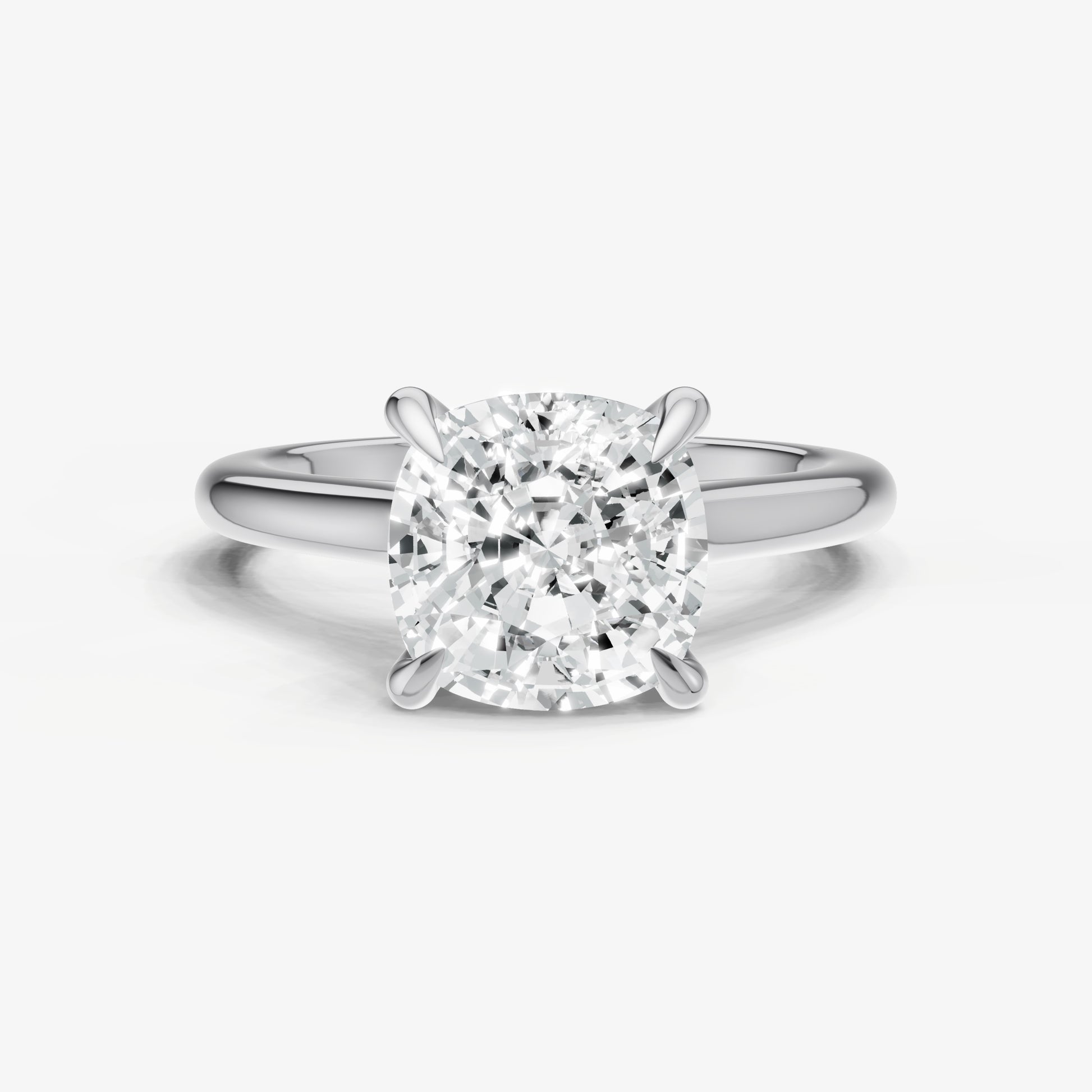 Cushion Cathedral Set Solitaire Engagement Ring with Hidden Halo