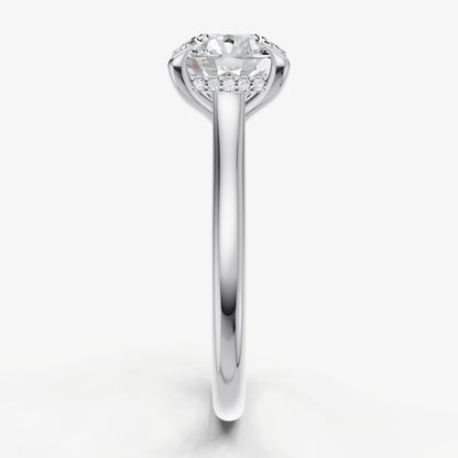 Cushion Cathedral Set Solitaire Engagement Ring with Hidden Halo