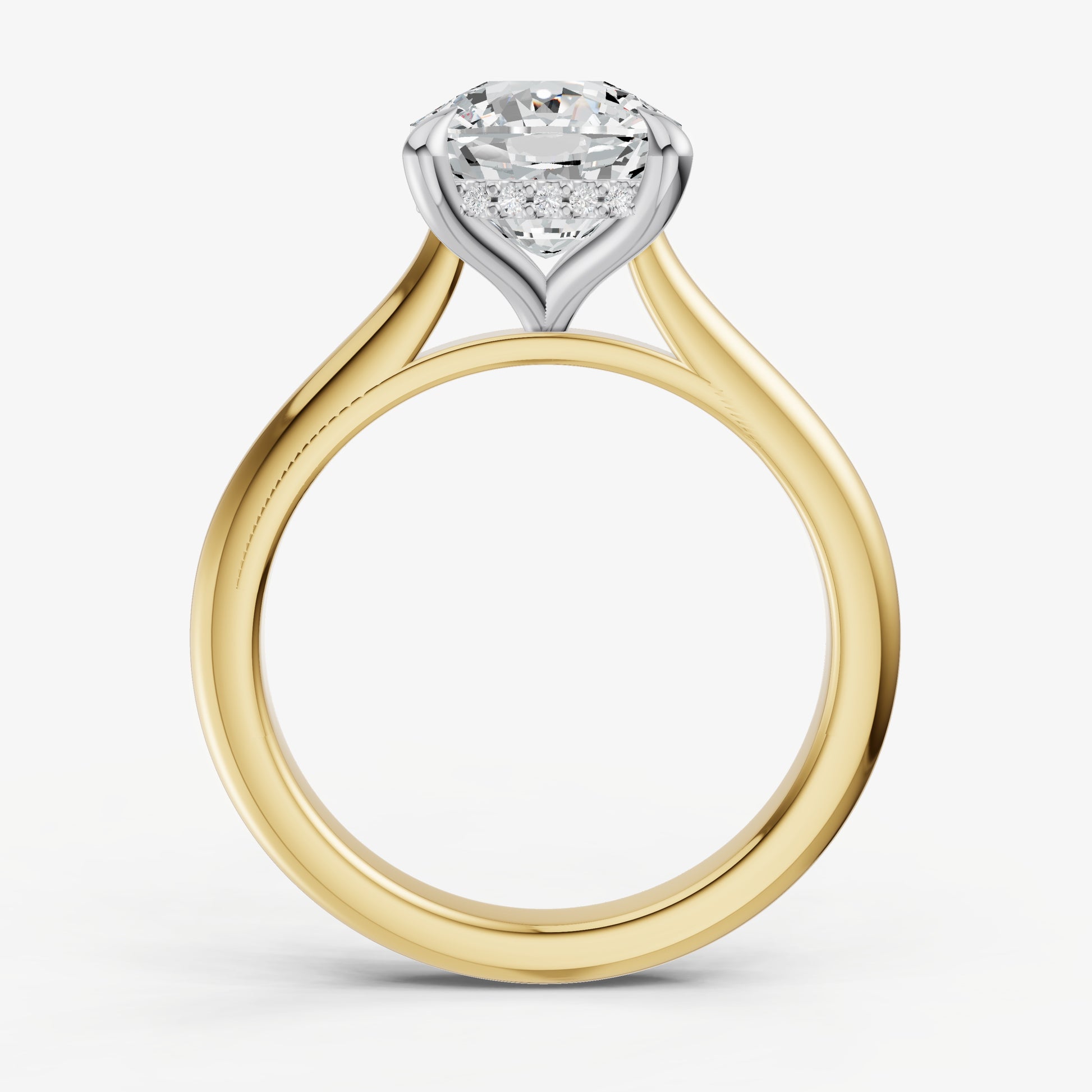 Cushion Cathedral Set Solitaire Engagement Ring with Hidden Halo