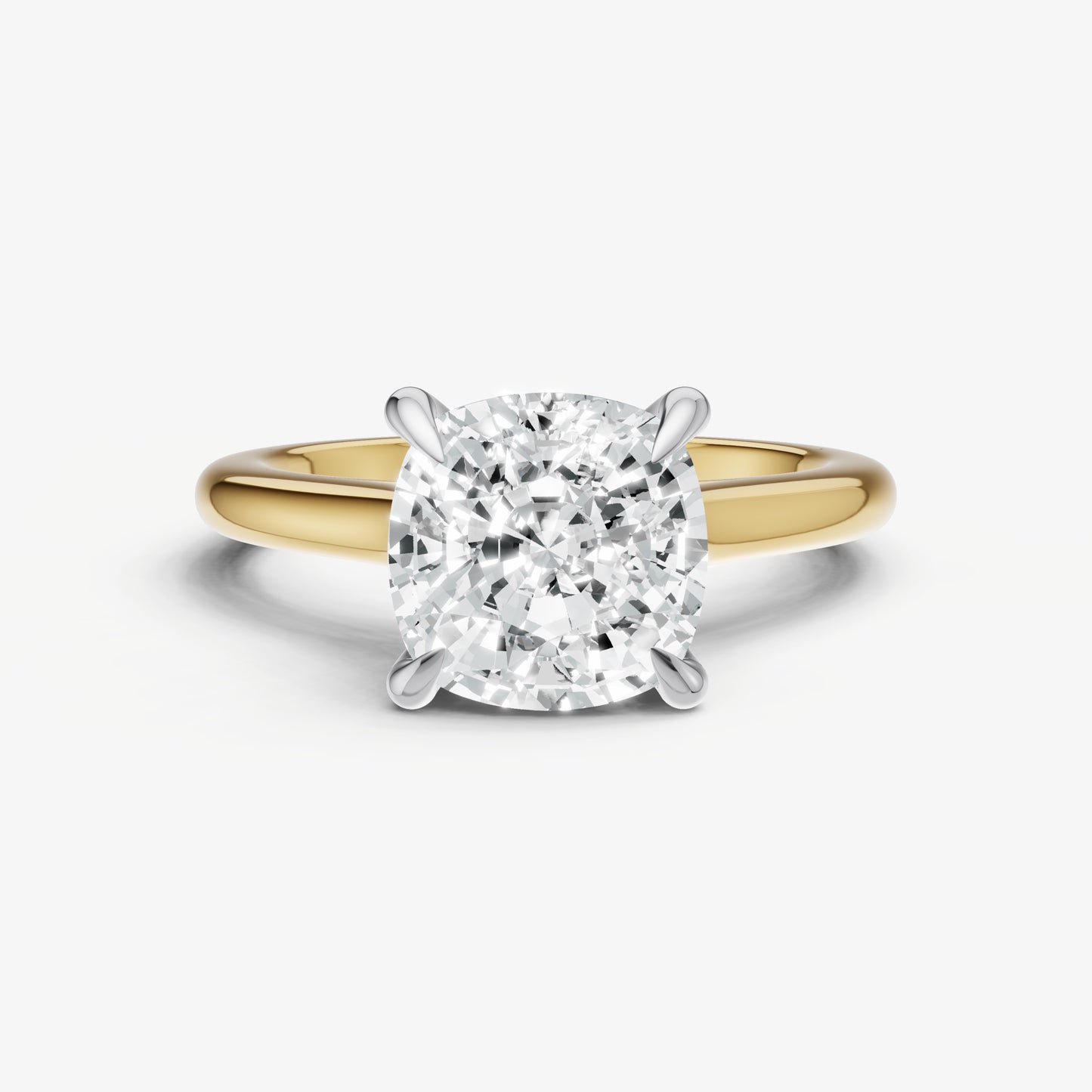 Cushion Cathedral Set Solitaire Engagement Ring with Hidden Halo