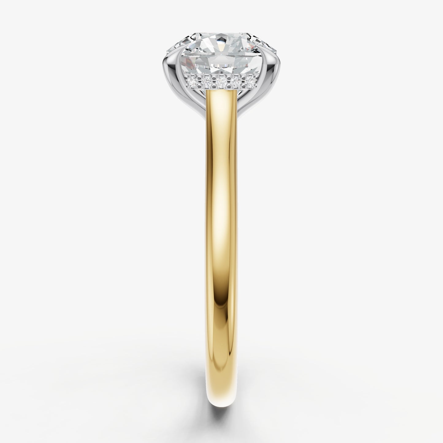 Cushion Cathedral Set Solitaire Engagement Ring with Hidden Halo