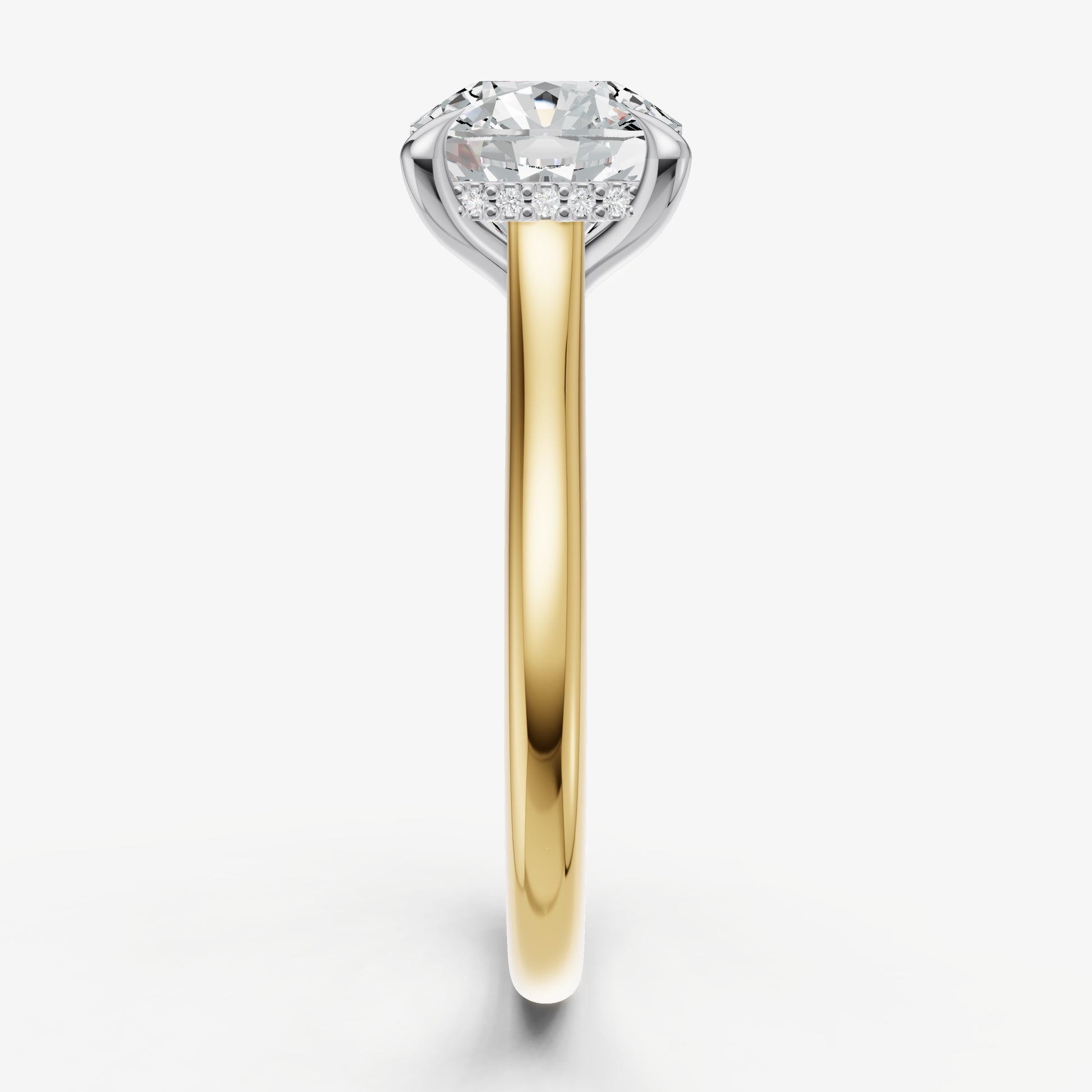 Cushion Cathedral Set Solitaire Engagement Ring with Hidden Halo