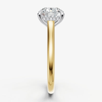 Cushion Cathedral Set Solitaire Engagement Ring with Hidden Halo