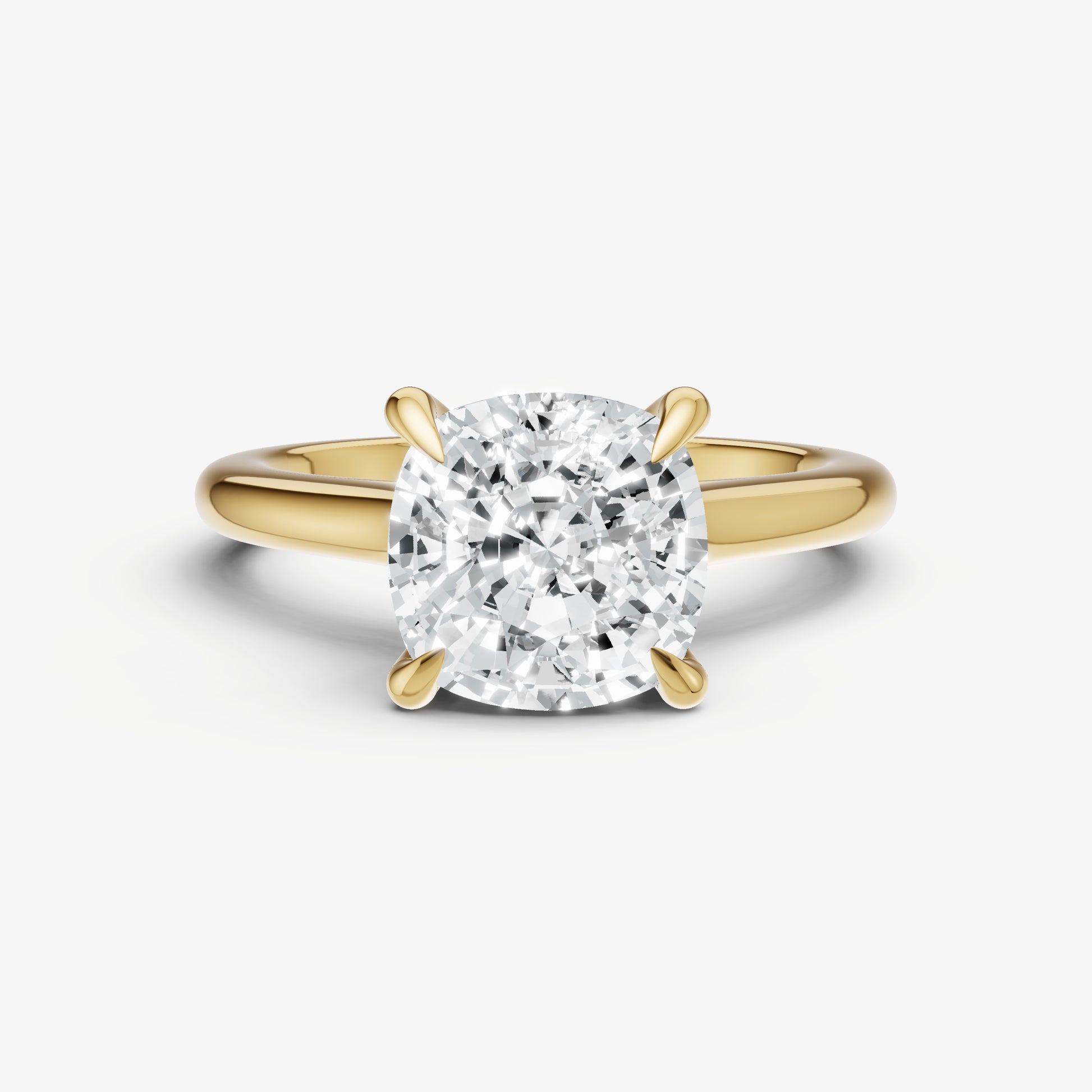 Cushion Cathedral Set Solitaire Engagement Ring with Hidden Halo