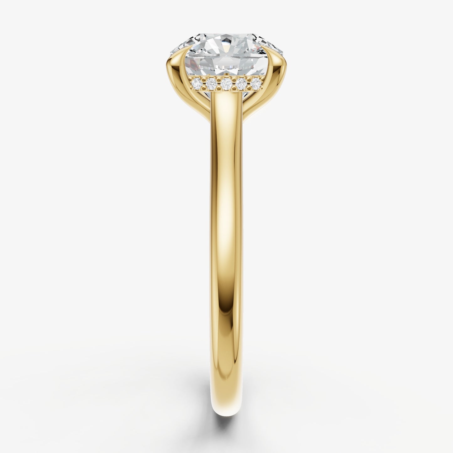 Cushion Cathedral Set Solitaire Engagement Ring with Hidden Halo