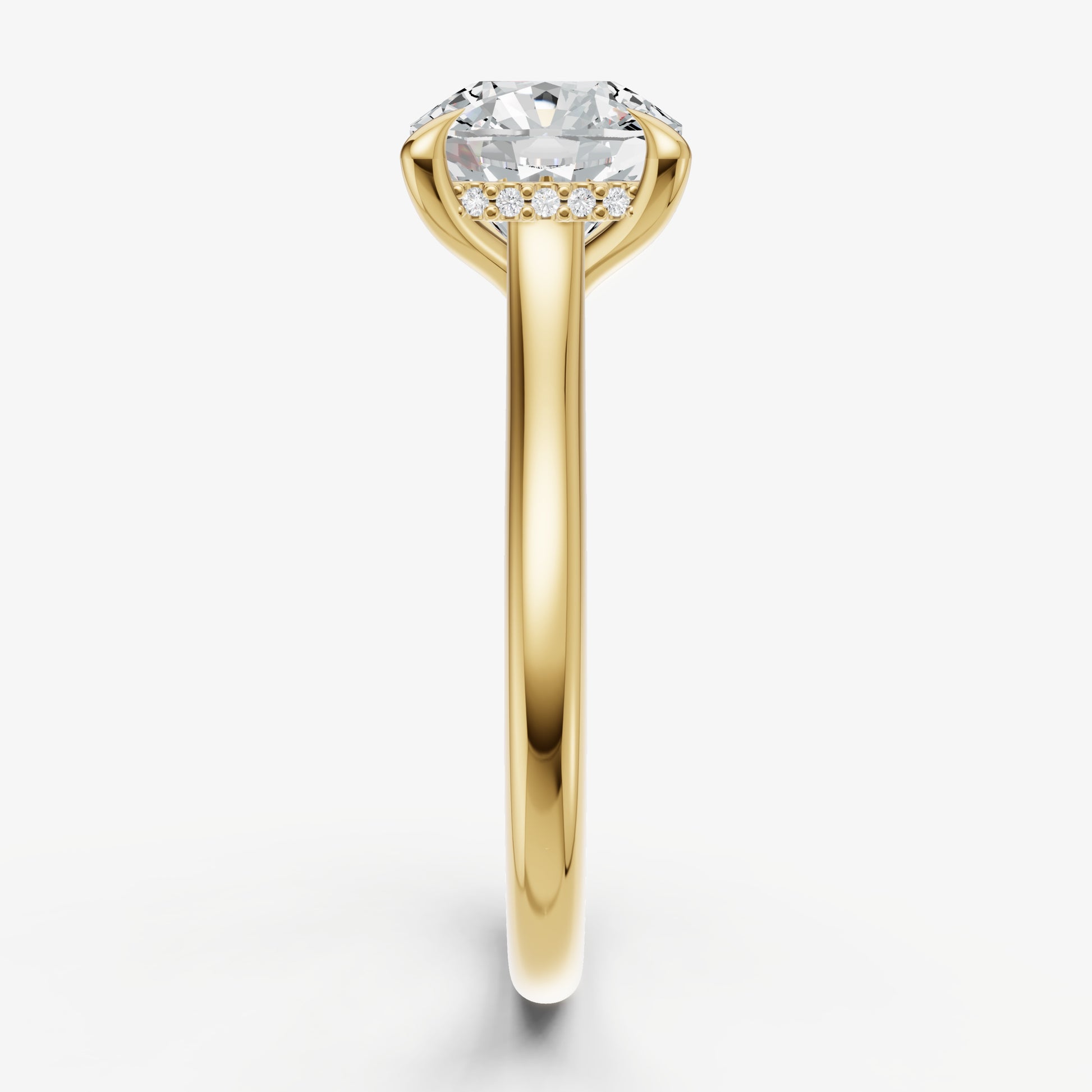 Cushion Cathedral Set Solitaire Engagement Ring with Hidden Halo